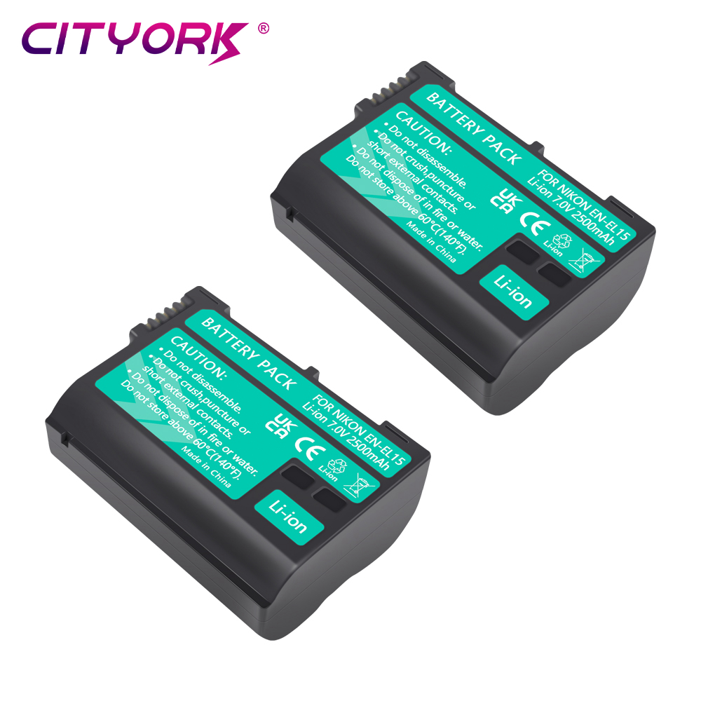 Cityork EN-EL15 enel15a en el15 kamera akku 2 in 1 ladegerät für nikon d600 d610 d800 d800e d810 d7000 d7100 d7200 v1: Black