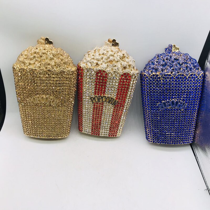 Neueste Popcorn Kupplung Handtasche Braut Hochzeit Party Geldbörse Kristall Hochzeit Geldbörse und Handtasche exquisit Kette Schulter Tasche