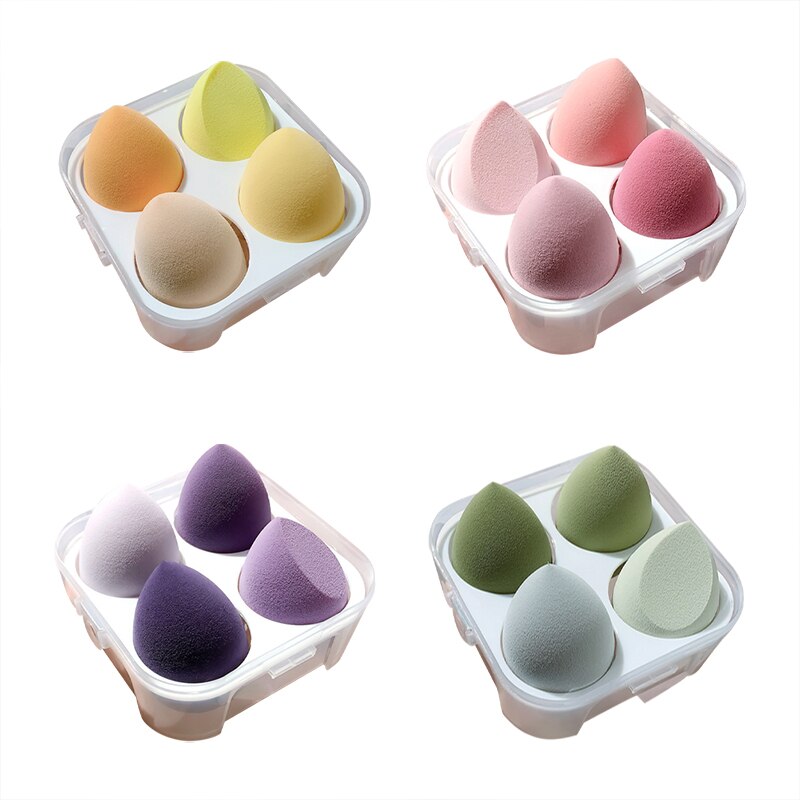 4Pcs/box Makeup Blender Cosmetic Puff Makeup Sponge with Storage Box Foundation Powder Sponge Make Up Brush Beauty Tools