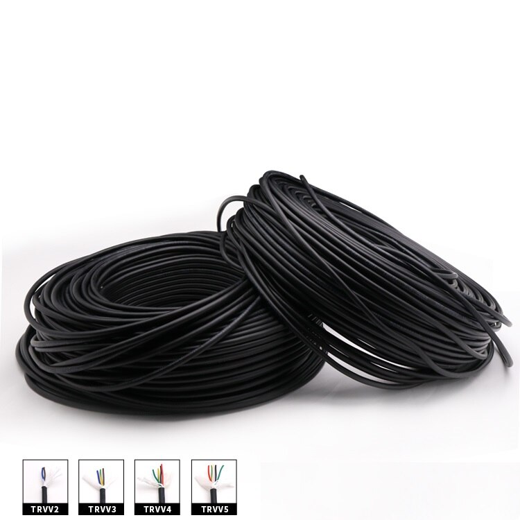 Cable TRVV cuadrado de 0,75mm, Cable Flexible de PVC blindado, pasadores conductores de cobre, 2, 3, 4, 5 núcleos, cadena de arrastre resistente a la flexión, Cable de alimentación