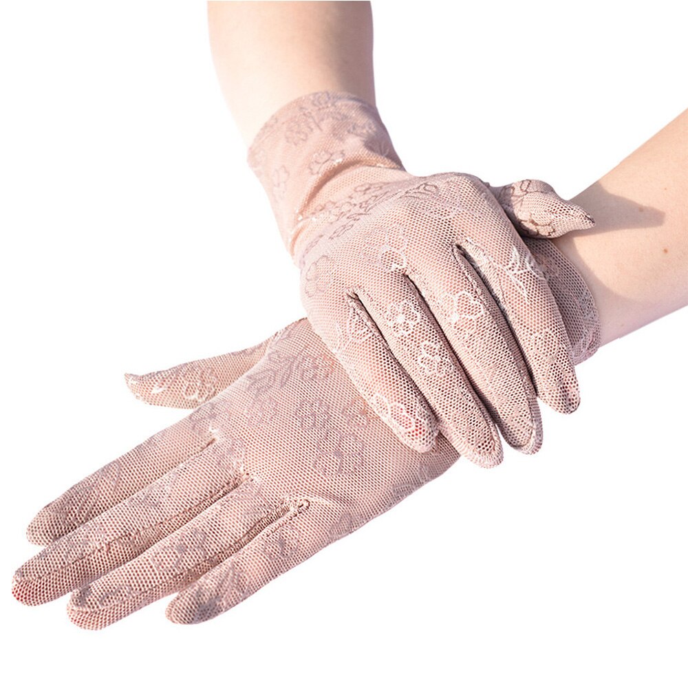 Zon Bescherming Handschoenen Vrouwelijke Zomer Uv Bescherming Dunne Gedeelte Rijden Kant Ijs Zijde Full-Vinger Handschoenen: P