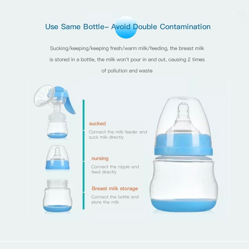 Manual da bomba de mama manual grande cilindro coletor leite puxando amamentação bomba de leite grau alimentício silicone bpa bebê garrafa