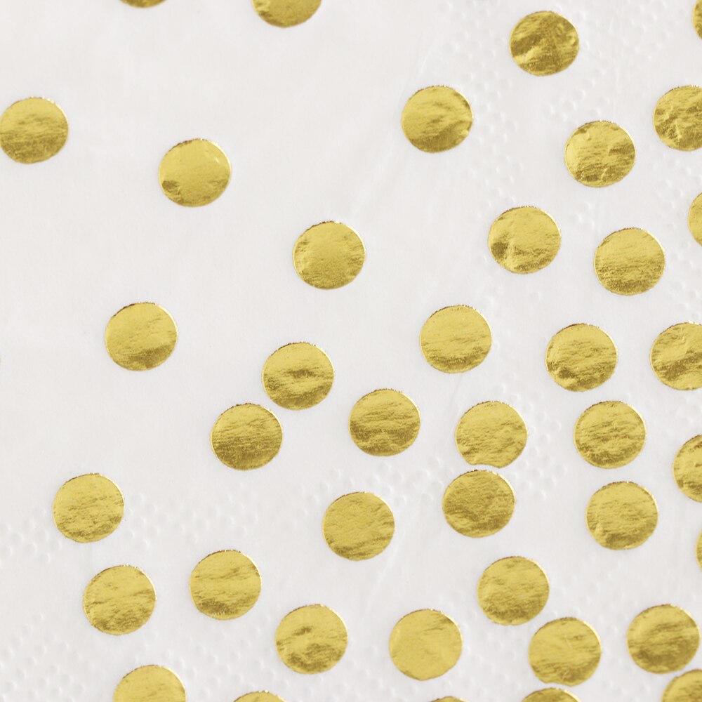 Lote de 20 unidades de servilletas de papel de aluminio dorado con topos, servilletas de papel para decoración de mesa para hogar, bodas, fiestas, restaurantes