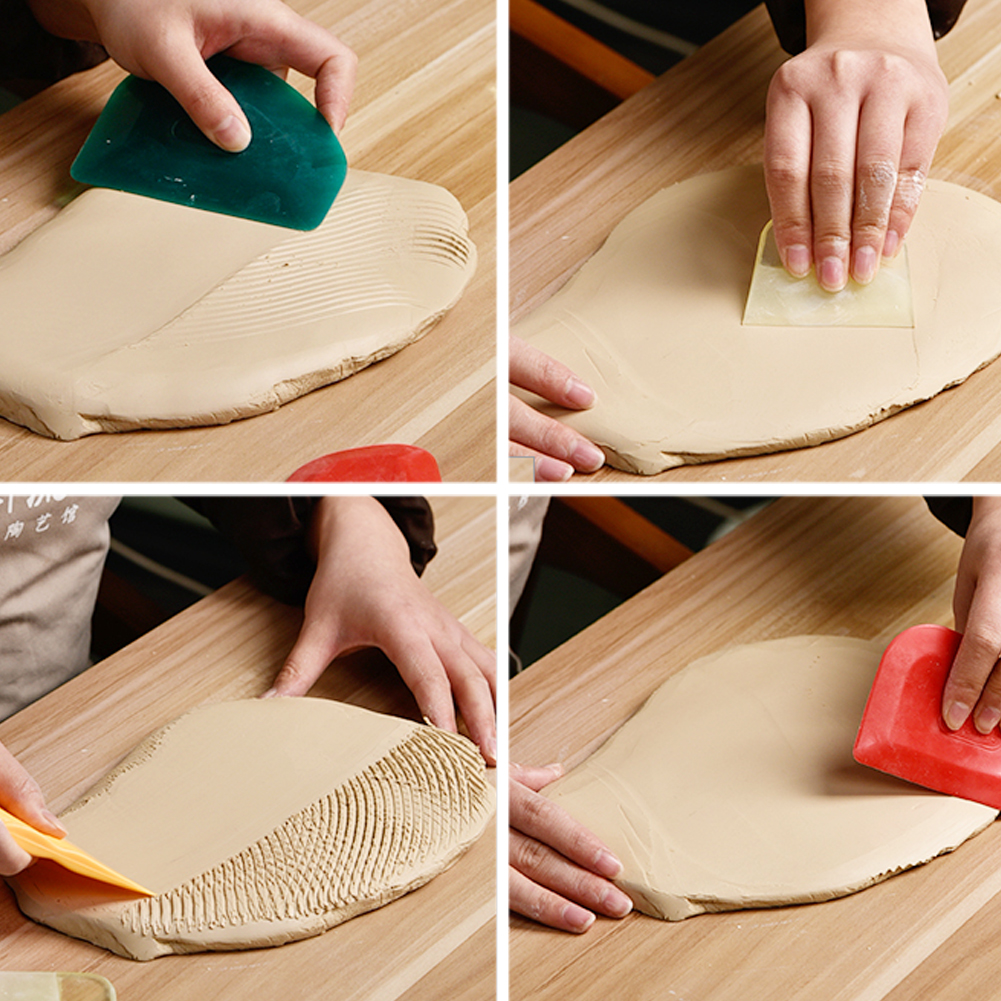 Ceramica Arte Gomma/Plastica Raschietto Taglierina Multi-spec Scultura fai da te Argilla ceramica Argilla ausiliaria Taglio Scultura Strumenti per modellare