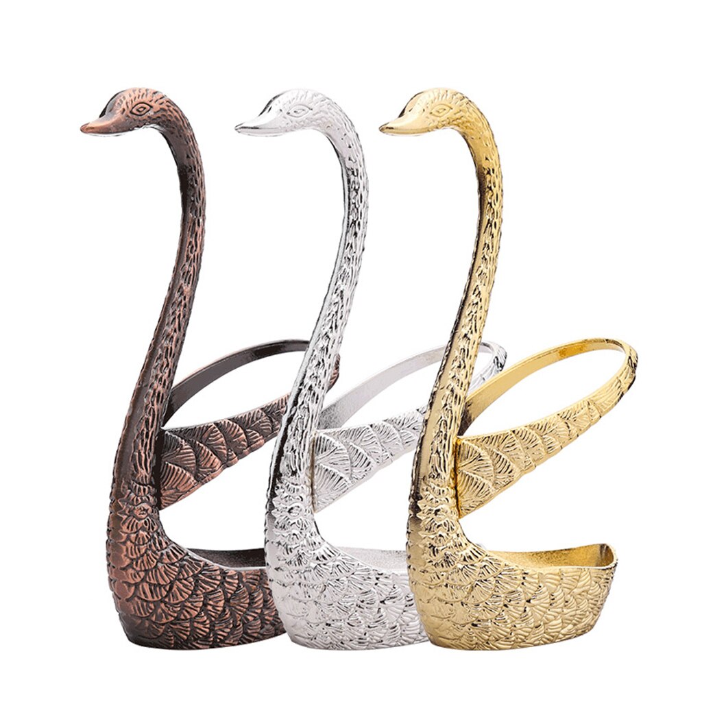 7 stk svane baseholder dessert gafler sett rustfritt stål salat frukt gafler kaffeskje kake servise verktøy null avfall bestikk