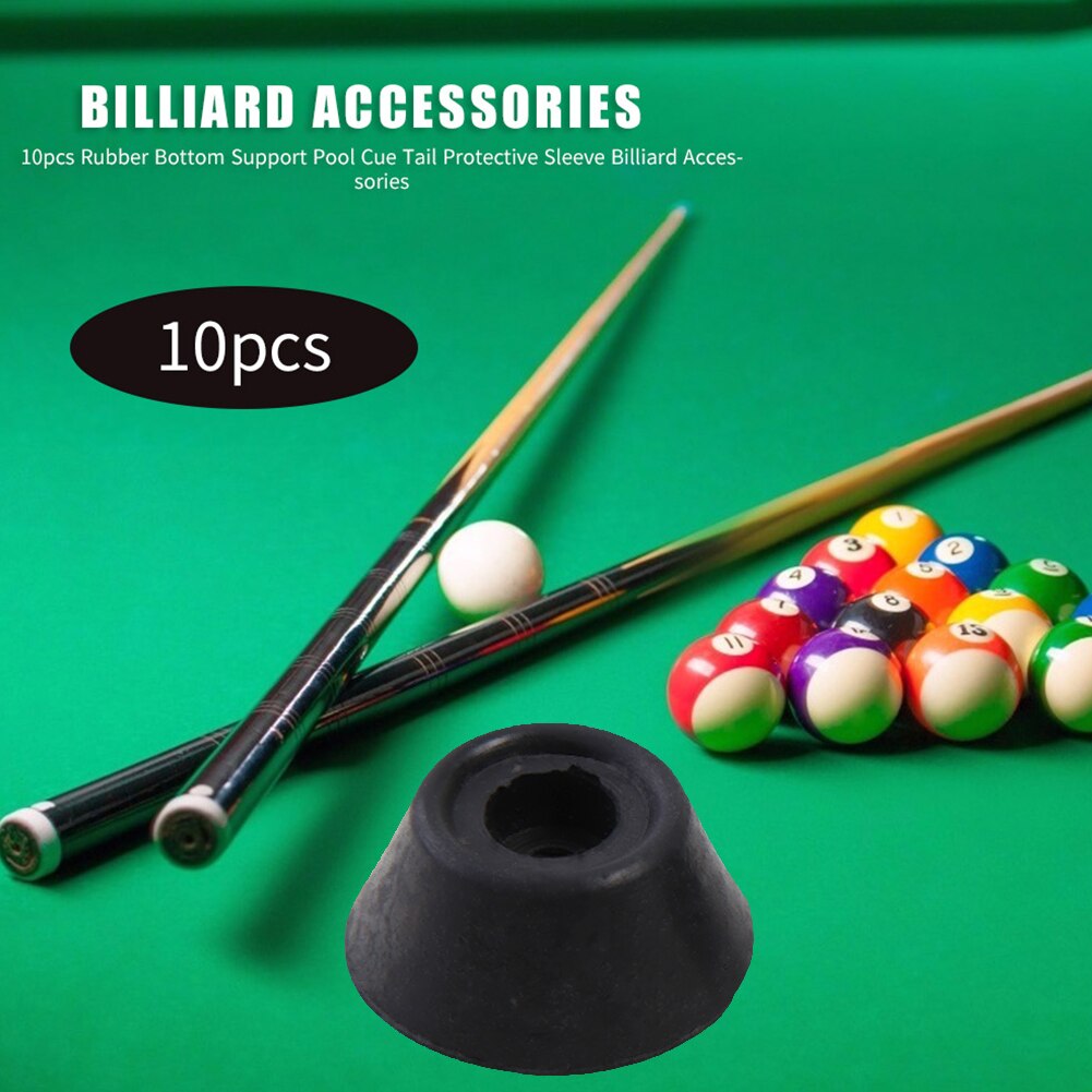10pcs/Set Rubber Pool Cue Tip Billiard Bottom Pole Tail Protector Cover Sleeve for Snooker Club Fittings