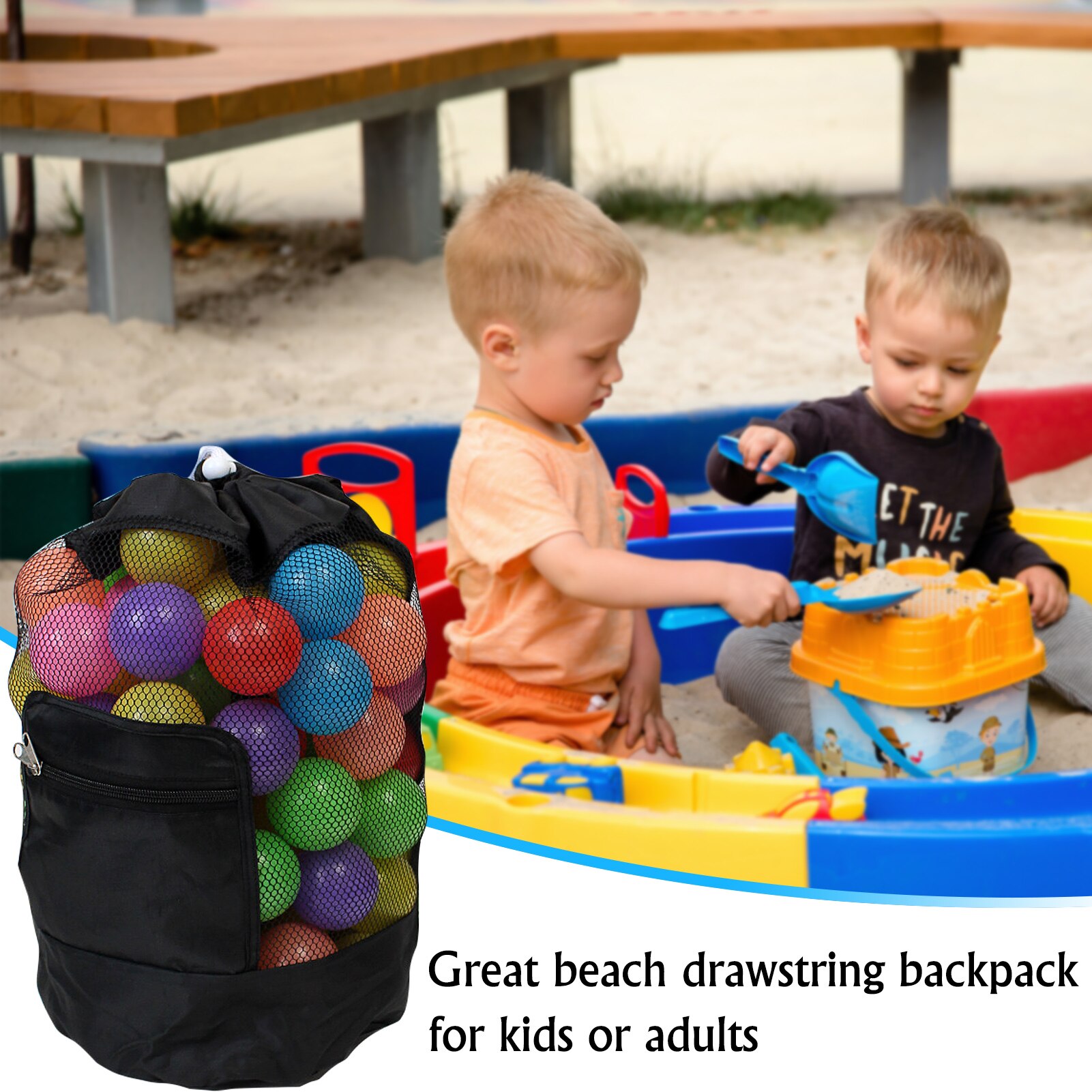 Large Mesh Beach Bag Sand Away Drawstring Beach Bag Large Beach Toys Mesh Bag Foldable Mesh Beach Bag Lightweight Organizer For