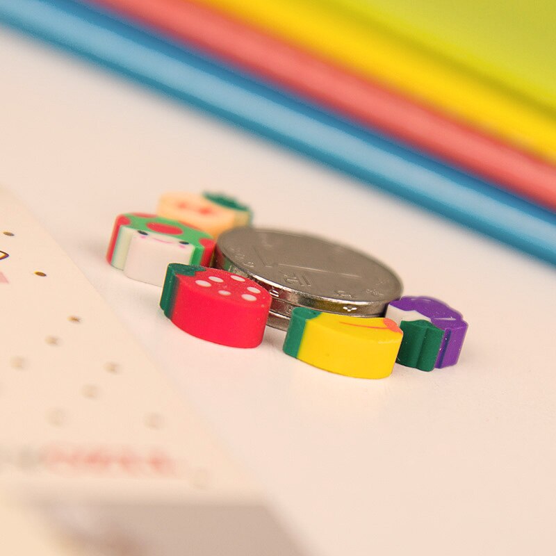 50pcs Kawaii Mini Fruit Rubber Cute Pencil Eraser Small Mini Candy Silgi Cartoon Correction Set Erasers For Kids Stationery Lot