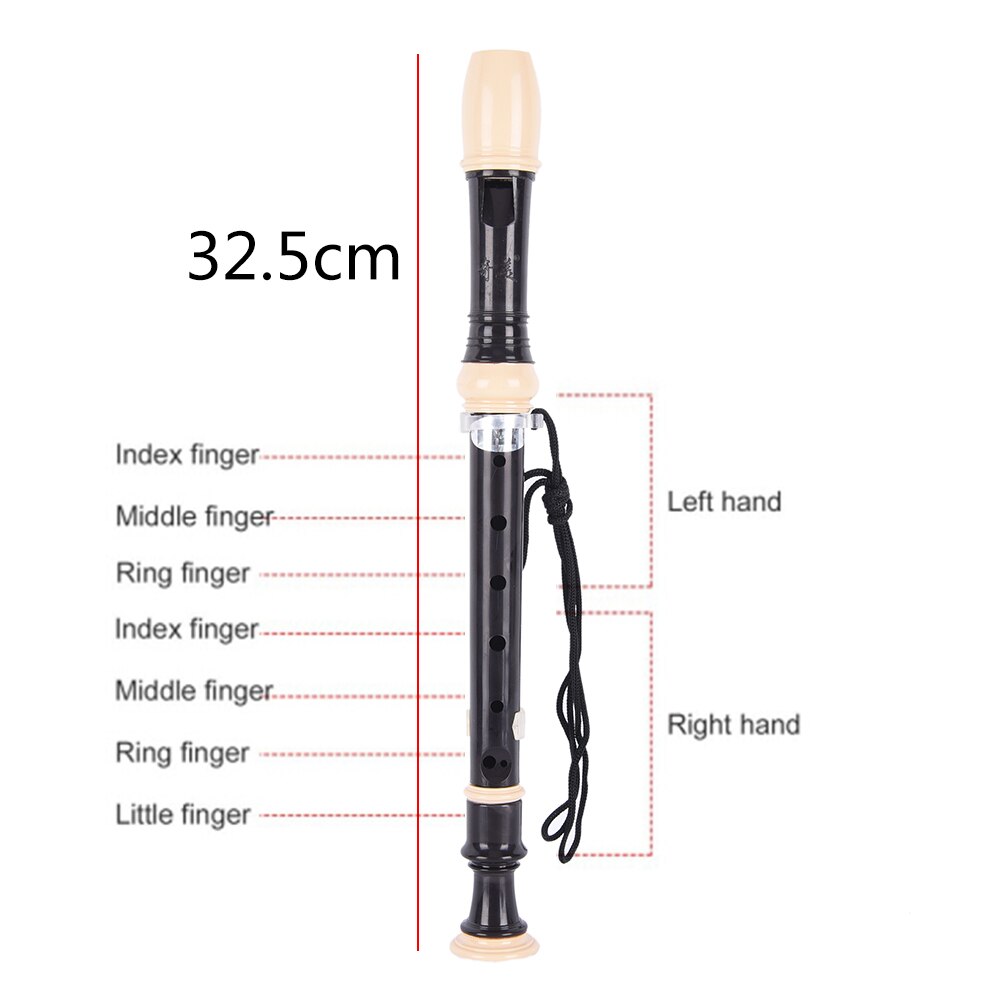 Adjustable Black Clarinet Soprano Recorder Flute Musical Instrument + Cleaning Rod Piccolos Accessory 8 Holes