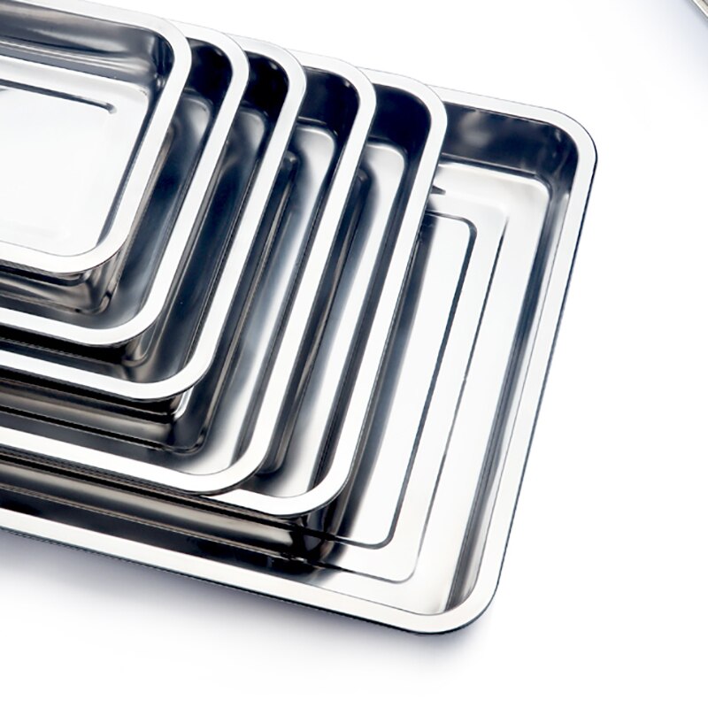 Restaurant Food Tray Stainless Steel BBQ Roast Fish Dishes Chinese Kitchen Steamed Food Plate Baking Bread Snack Food Container