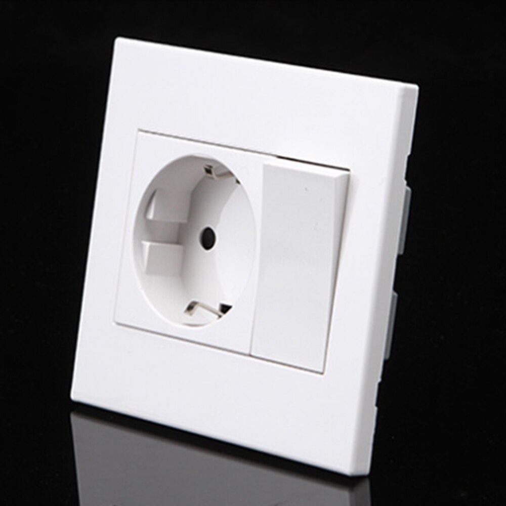 Good 92*86mm PC Panel EU Russia Spain Wall Socket 250V 16A 1 Gang 1 Way On / Off Rocker Phosphor Copper Light Switch