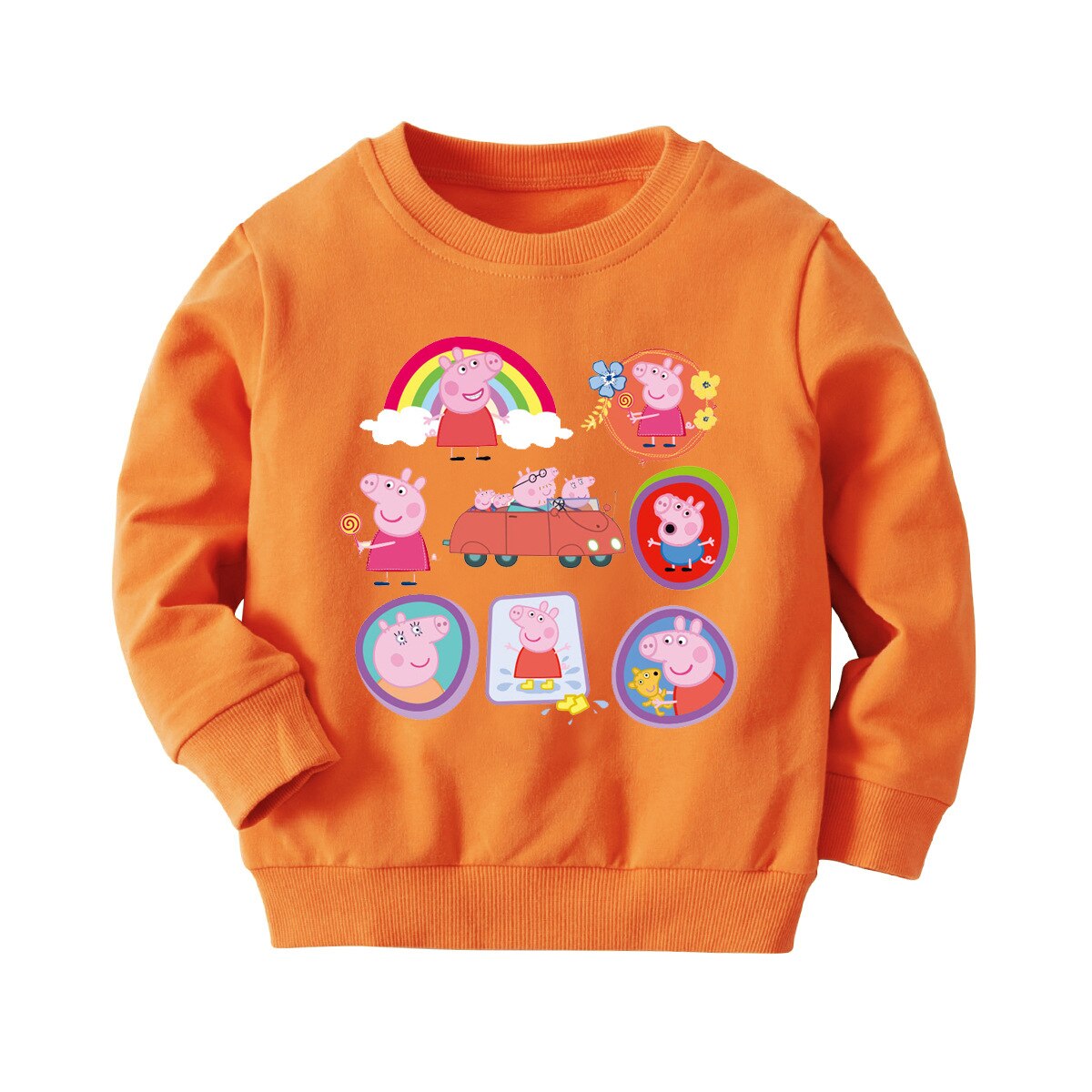 Pudcoco småbørn små piger sweatshirt regnbuetryk tegneserie sweatshirts top børn rund hals langærmet pullover skjorte efterår
