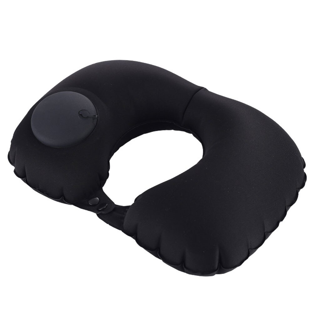 Cojín de aire inflable para cama, almohada de viaje en forma de U, soporte para cuello de oficina, descanso de cabeza de coche, ergonómico, portátil para acampar: Black