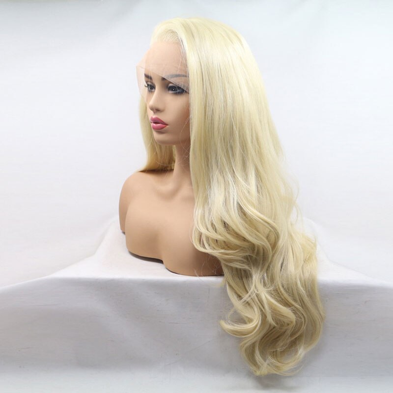 BM Body Wave Synthetic Hair 13*3 Hand Tied Lace Front Wig Honey Blonde Heat Resistant Fiber Hair Natural Hairline For Women Wigs