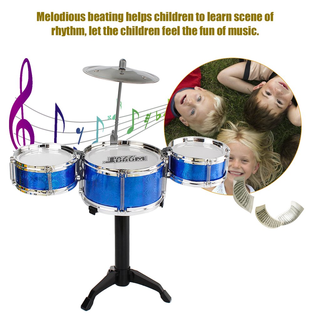 3- stykke børn trommesæt børn junior trommer kit simulation jazz trommer percussion musikinstrument visdom udvikling legetøj
