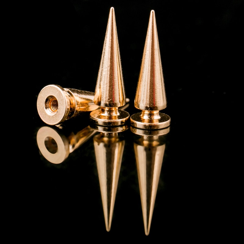 Cone Screwback Spikes Studs diy punk spikes Rock Cone Screwback Rivets Studs Spikes For Clothes Clothing Shoes Bags Leathercraft: Gold / 26mm