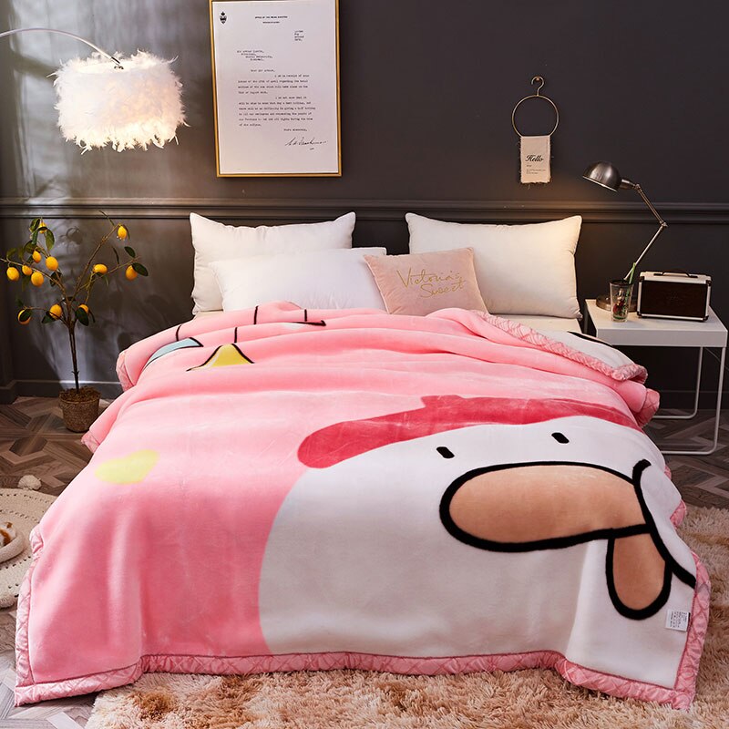 Cartoon Double-Side Winter Dikke Raschel Dekens Kids Adult Leuke Bed Spread Super Zachte Worp Deken: 16