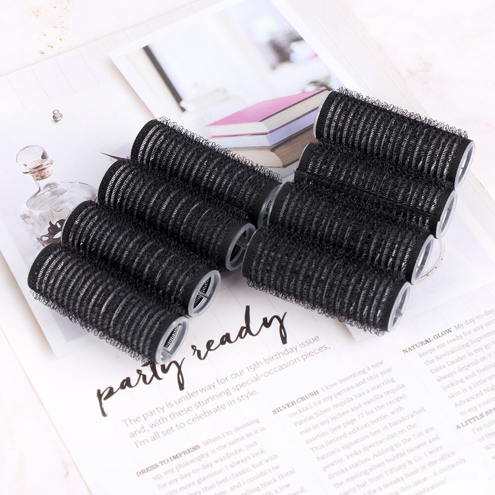 4/6/8 Stuks Zwart Nylon Self Grip Haar Rollen Onschadelijk Haar Kleverige Curler Stick Haar Kappers krulspelden Salon Diy Styling