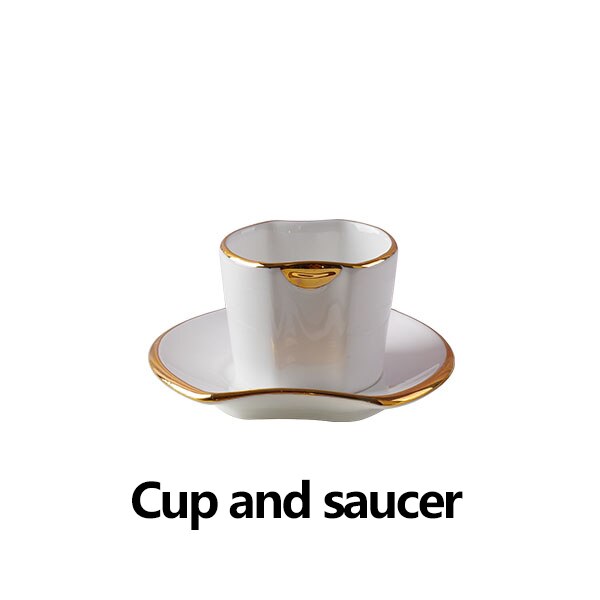 Luxury Ceramic Tableware Set Wedding Dinner Porcelain Complete Plate Set Dessert Kitchen Placa De Conjuntos Full Table Service: Cup and saucer