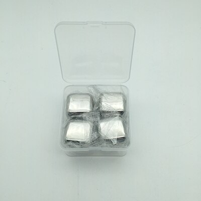 CHANOVEL Whisky Stones Ice Cubes Set Reusable 4/6/8 PCS Food Grade 304 Stainless Steel Wine Cooling Cube Chilling Bar Tool: 4PCS
