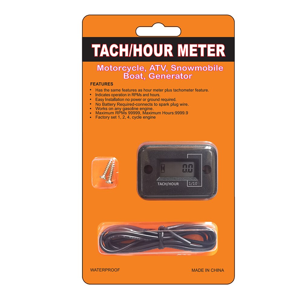 Tach Maintenance Hour Meter Tachometer for 2 or 4 Stroke Gas Engine Motorcycle Small Engines Boat Car Accessories