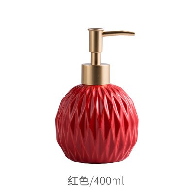 Dispensador de jabón redondo de cerámica, forma de ventilador plegable, botella de loción de cerámica, Cabezal de presión dorado, accesorios para baño, botella de Gel de Ducha: F