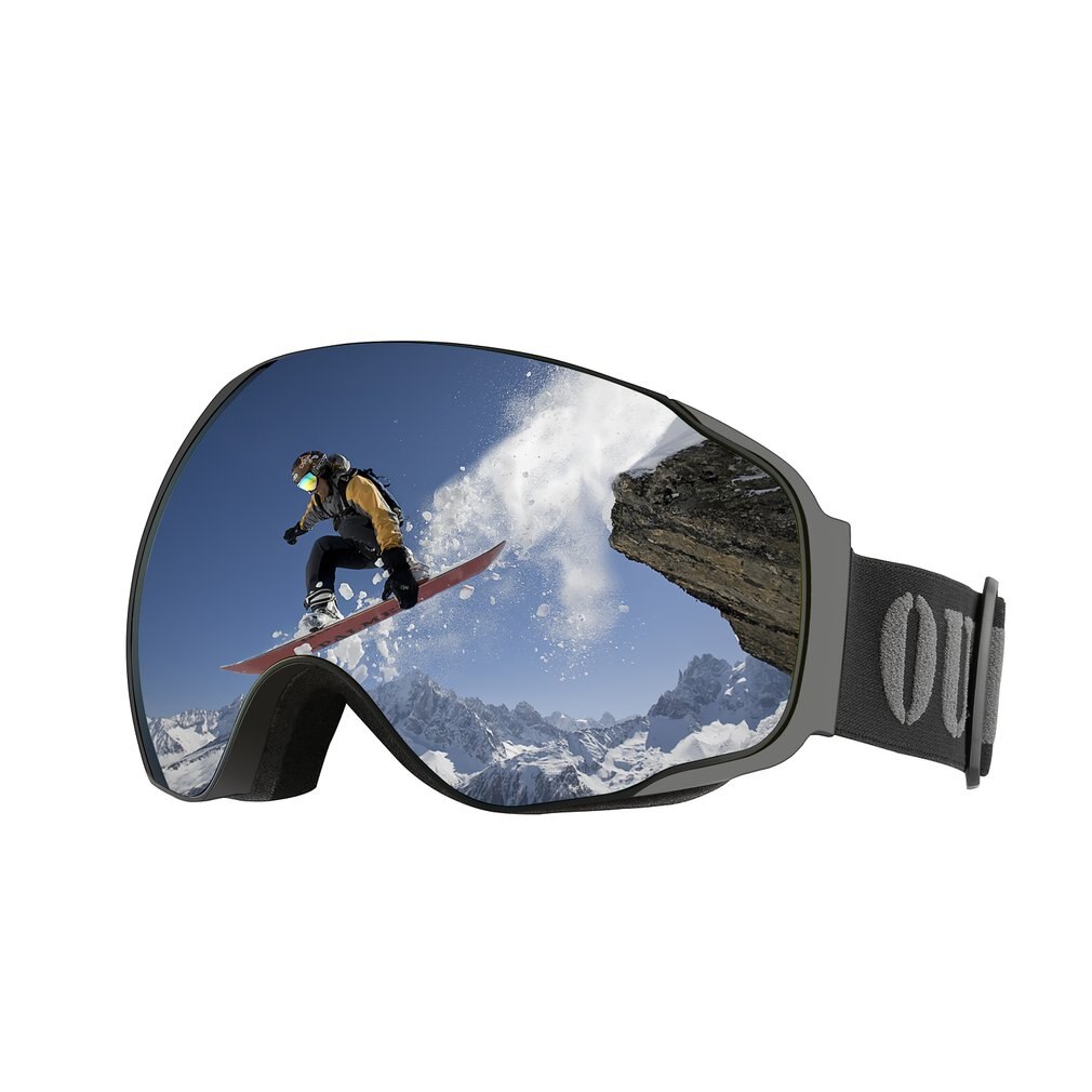 Outad dubbla lager skidglasögon uv-dimskydd glasögon utomhus sport skridskoåkning skidglasögon snö snowboard glasögon: Silver-