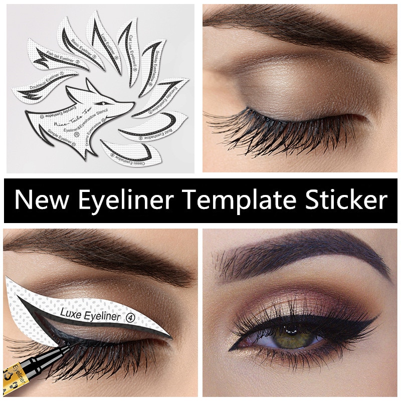 12 painting Eye Makeup Stencils arrow Eyeliner Template Shaping Tool Eyebrows Eye Shadow Makeup Template Tool Stickers Card