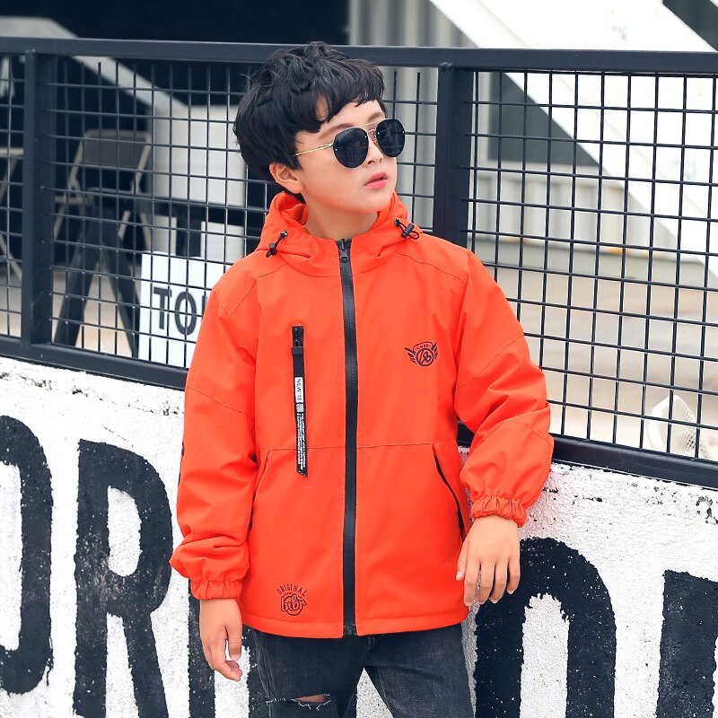 Jungen Jacke Winter herbst freundlicher Sport Vlies doppelseitige Abnutzung Jacke Für Jungen freundlicher Warme Wasserdichte Winddicht Teenager Mäntel: Orange / 140
