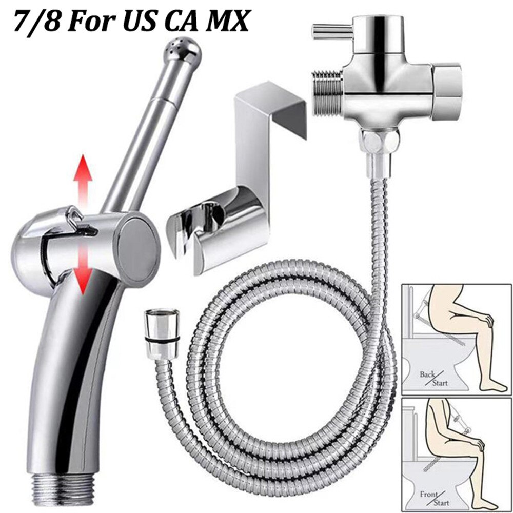 SOOSI Stainless Steel Toilet Bidet Sprayer Set Multi-mode Hand-held Cloth Diaper Spray Gun Head Portable Muslim Shower: 7 8 US CA MX 806