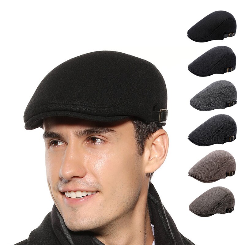 K258-gorros elegantes de lana para hombre, sombrero de boina para exteriores, otoño e invierno, gorra de Retro, sombrero de pintor, cuerno,