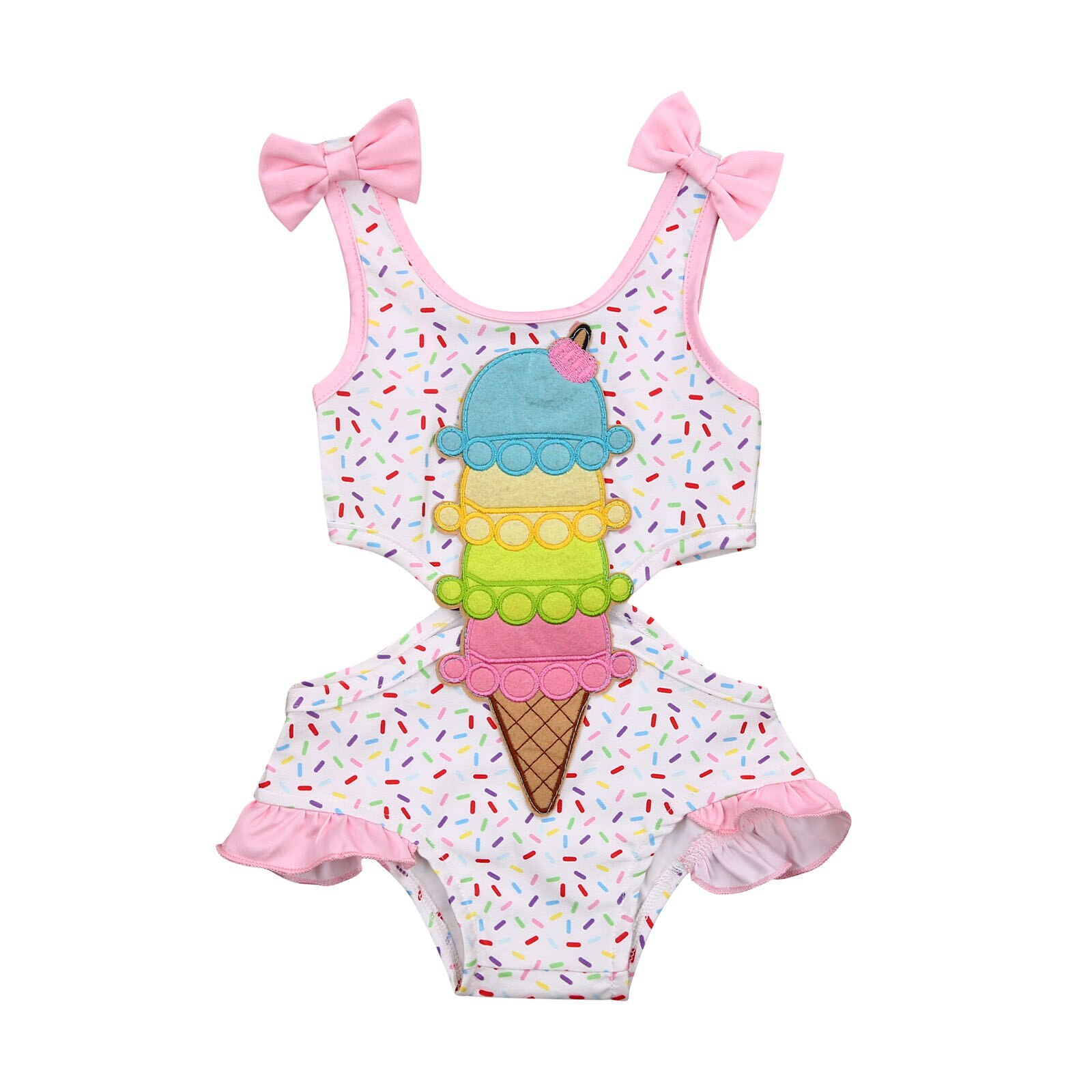 Citgeett estate bambino piccolo bambino ragazze dolce balze costume da bagno arco Ghiaccio crema Stampa vuoto bretella costume da bagno corpo Abiti