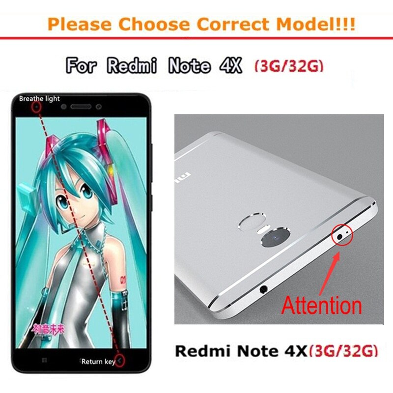 2PCS Tempered Glass For Xiaomi Mi6 Mi5 Mi5C Mi5S Mi 6 5 5C 5X 5S A1 4i Plus Case For Xiaomi Redmi 4 4A 4X Pro Note 4X 4 5A Cover: Redmi Note 4X