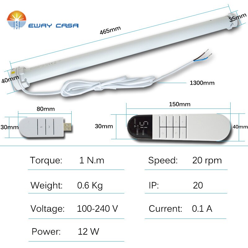 Tubular Motor 100-240V Alexa & Google Home Control Blind Motor For 38mm Tubular Tube Roller Blinds Motor TM-SF-PS