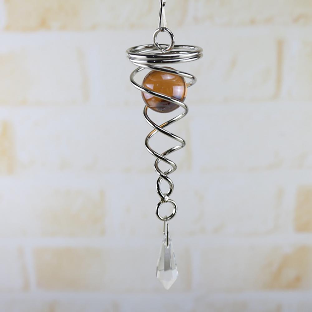 Carré losange rotatif métal spirale queue boule vent carillon pendentif décor à la maison
