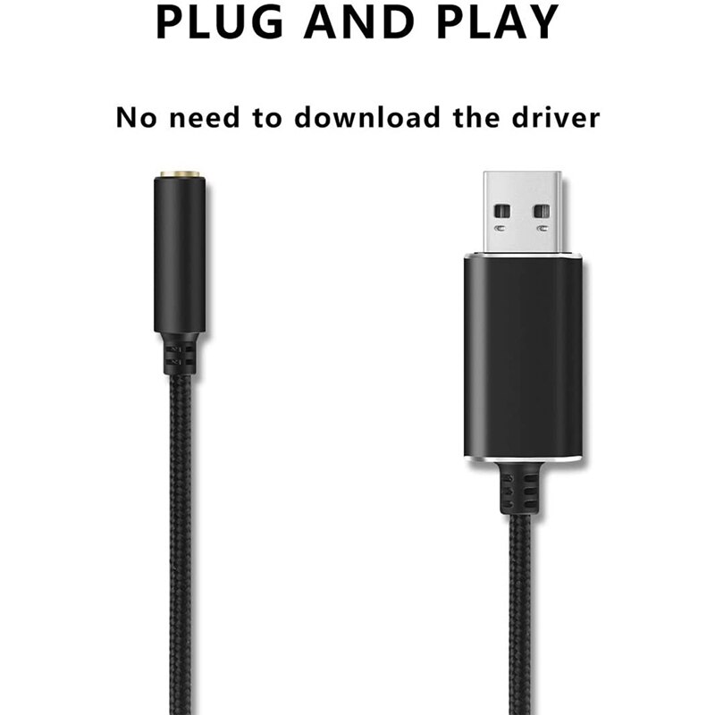USB to 3.5mm Jack Audio Adapter with 3.5mm Headphone and Microphone Jack for Windows, for Mac, for PS4, for PC/Laptops