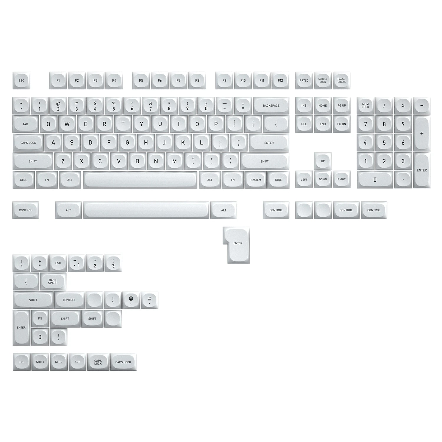 IDOBAO MA PBT Keycaps Suitable for MX Mechanical Keyboard ANSI/ISO layout Black and White two-color large set