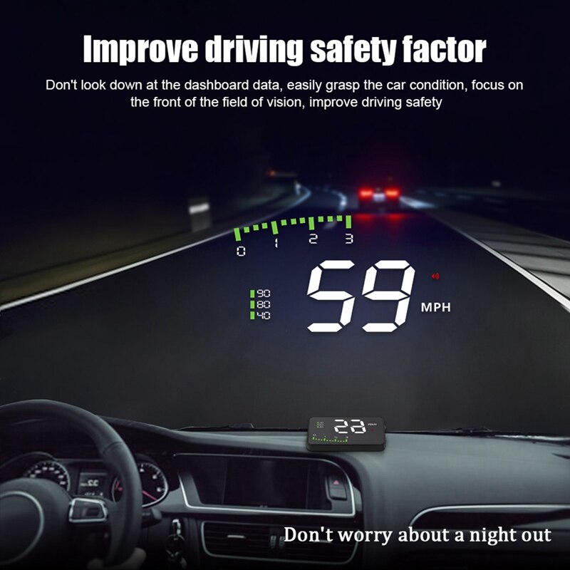 Head-up display, auto Head-up display HUD Head-up display Auto met groot scherm Ondersteuning Compass Overspeed Alarm voor OBD 2-systeem en GPS
