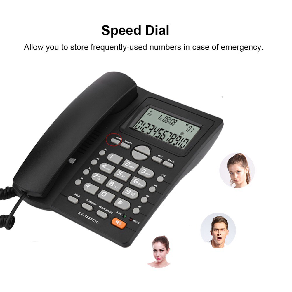 Teléfono Fijo DTMF/FSK con identificador de llamada, manos libres, sin batería, interfaz Dual, fijo, para casa, oficina y Hotel