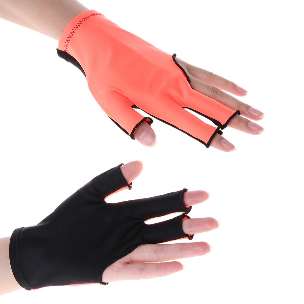 Lycra Fabric Snooker Billiard Cue 3 Finger Gloves Pool Left Hand Open Accessory