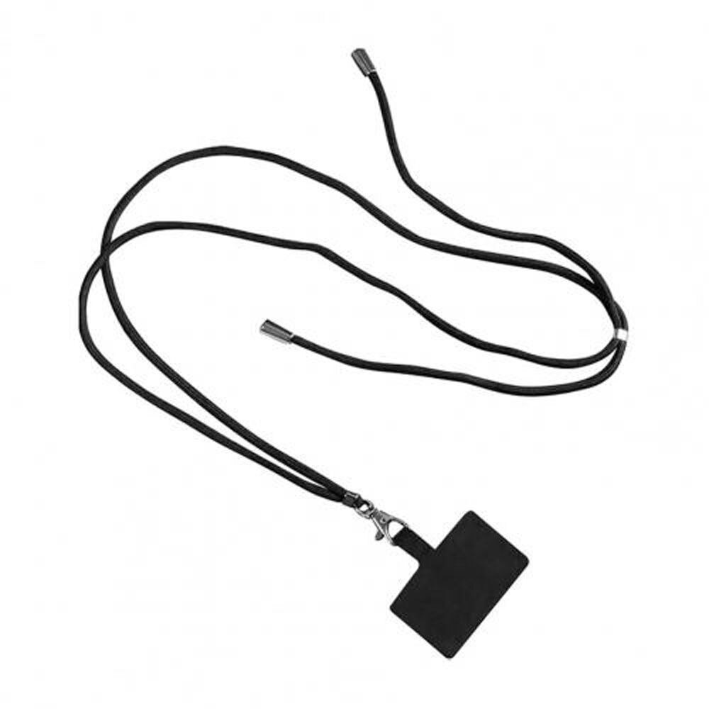 Adjustable Crossbody Patch Phone Lanyards Mobile Phone Strap Lanyard Nylon Soft Rope Cell Phone Charm Hanging Cord Back Sticker: black