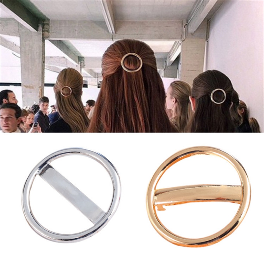 Mode Elegante Vrouwen Meisje Haar Clip Barrette Goud Zilver Hollow Hoop Ronde Ster Cirkel Geometrische Metalen Haarspeld Accessoires