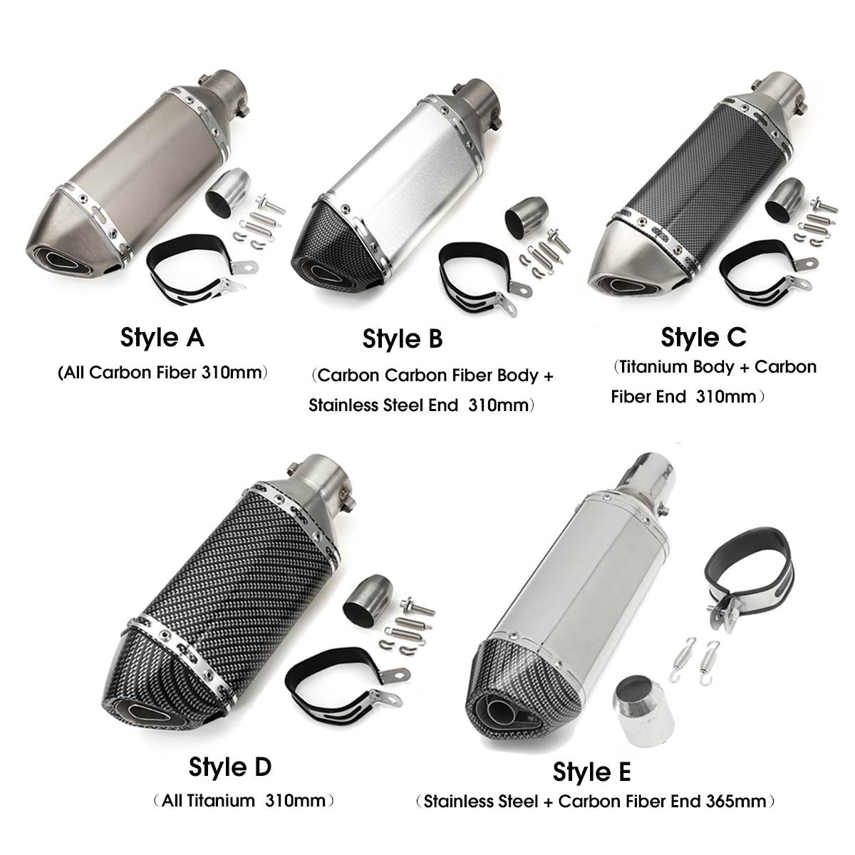 38-51mm motorfiets uitlaatdemper pijp uitlaat tip modificatie motocross staartbuis demper voor scooter atv dirt pit straatmotor