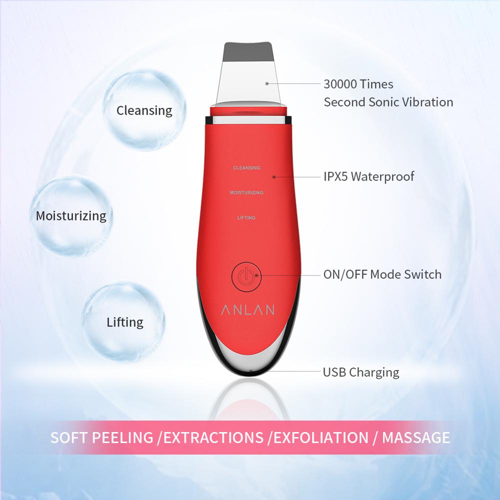 Limpiador ultrasónico de piel ANLAN, máquina de limpieza por vibración Facial, exfoliante de espinillas, exfoliante de poros, herramientas de limpieza Facial
