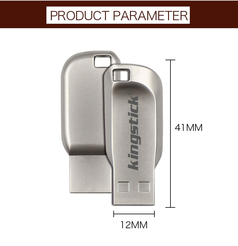 Kingstick – Mini clé USB 2.0 en métal, support à mémoire de 32GB 64GB 128 GB 128 GB, lecteur Flash