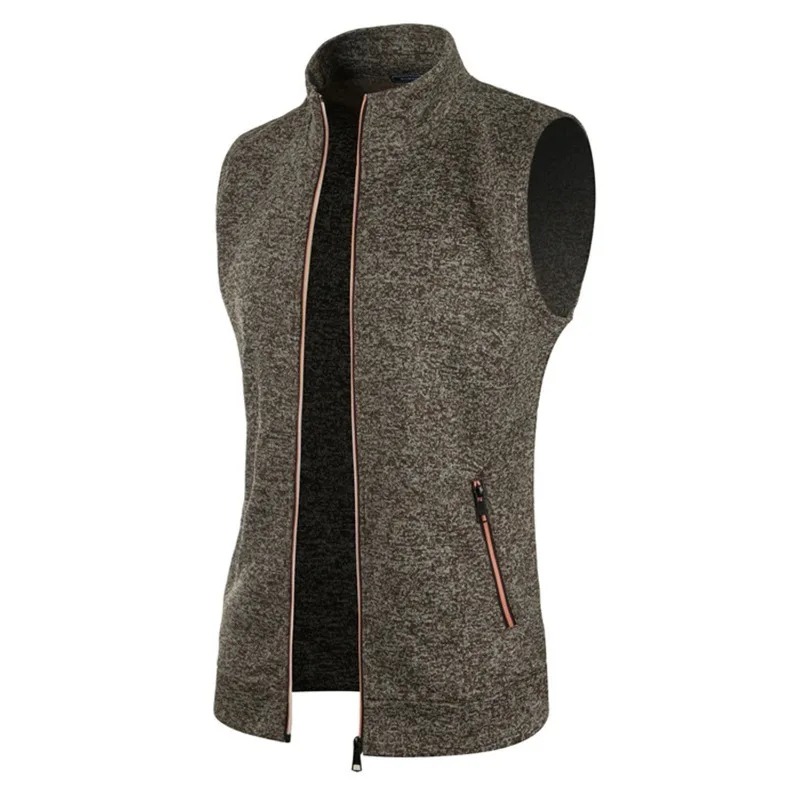 Nuovi cappotti da giacca senza maniche con cerniera da uomo Felpe a collo alto calde da esterno Traspirante Tinta unita Streetwear Canottiere atletiche: M / WHITE