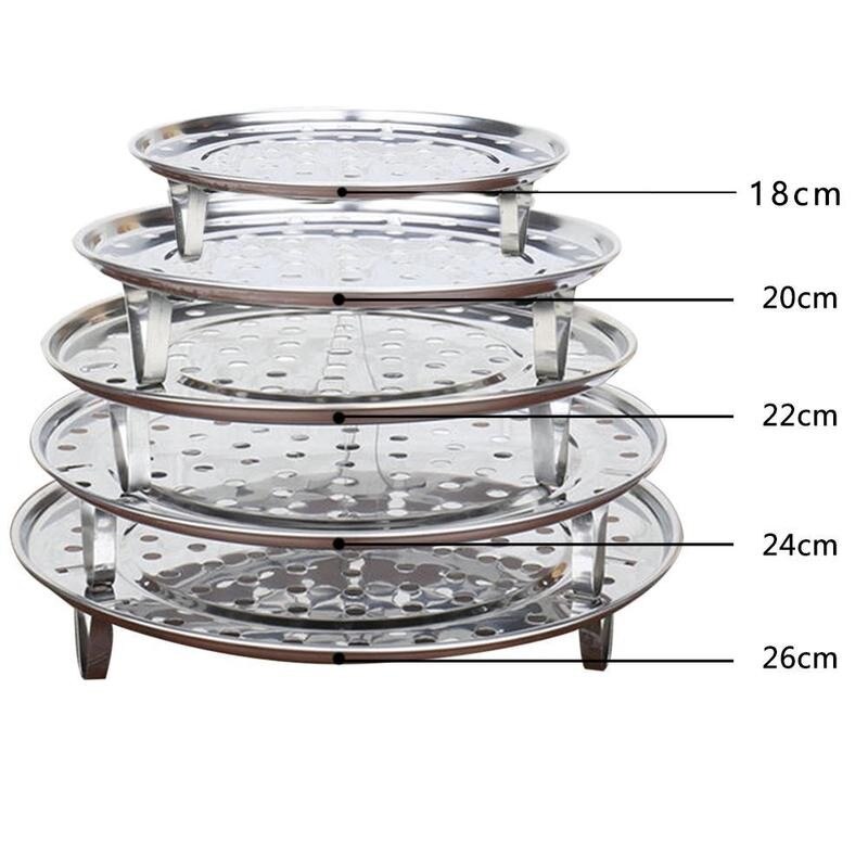 18/20/22/24/26cm Stainless Steel Steaming Plate Steaming Grid Round Rack Multifunction Steaming Shelf 3 Legged Steaming Sli F9A4