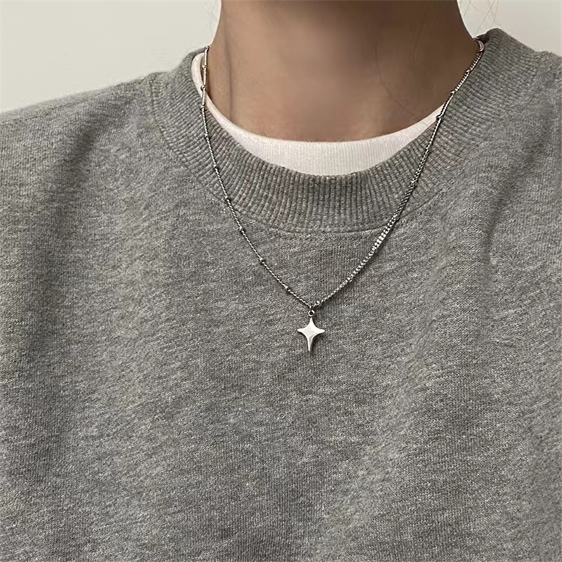 Kpop Goth – collier chaîne avec pendentif étoile couleur argent pour femmes et hommes, Egirl Y2K Cool EMO Punk, bijoux esthétiques Grunge,