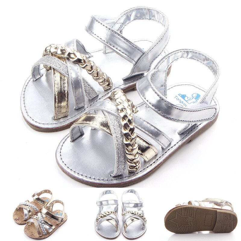 Summer Baby Sandals Girl Princess Shoes Gold Sliver Knoted Sandals