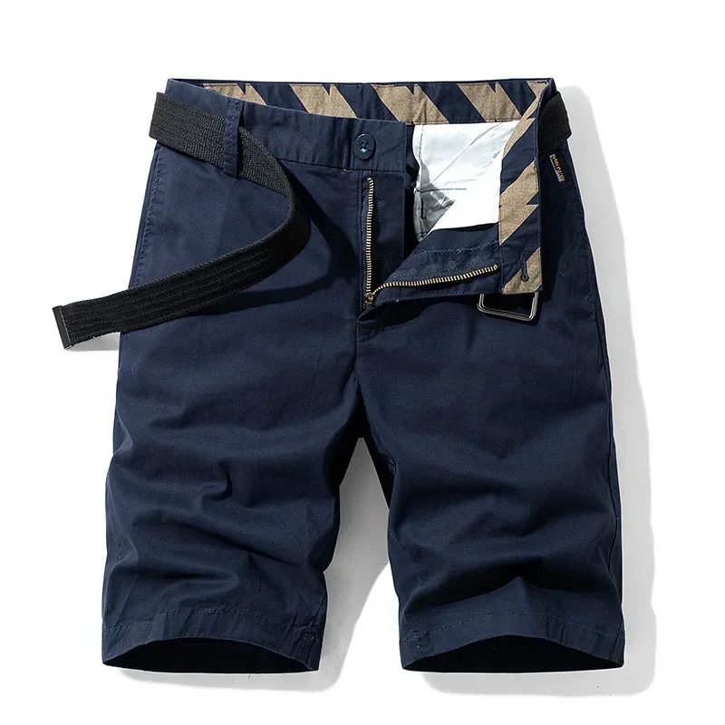 2025 Zomer Heren Cargo Shorts Rechte Losse Casual Shorts Rood Multi-zakken Katoen Mannelijke Korte Broek Comfort Bermuda Masculina: 32 / Blauw